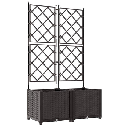 Jardineira com Treliça 2 pcs Castanho 80 x 40 x 143 cm PP
