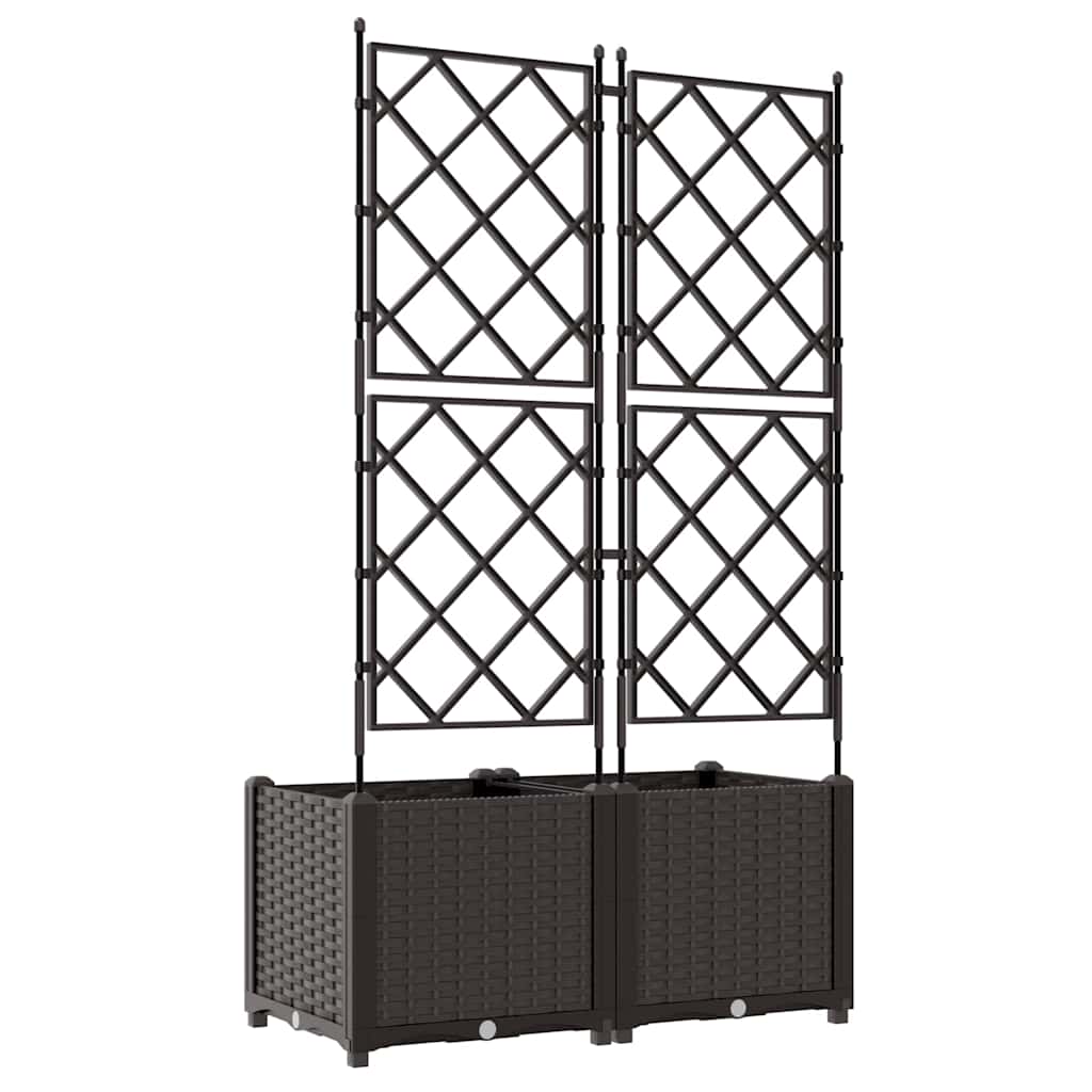 Jardineira com Treliça 2 pcs Castanho 80 x 40 x 143 cm PP
