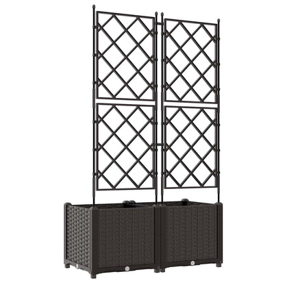 Jardineira com Treliça 2 pcs Castanho 80 x 40 x 143 cm PP
