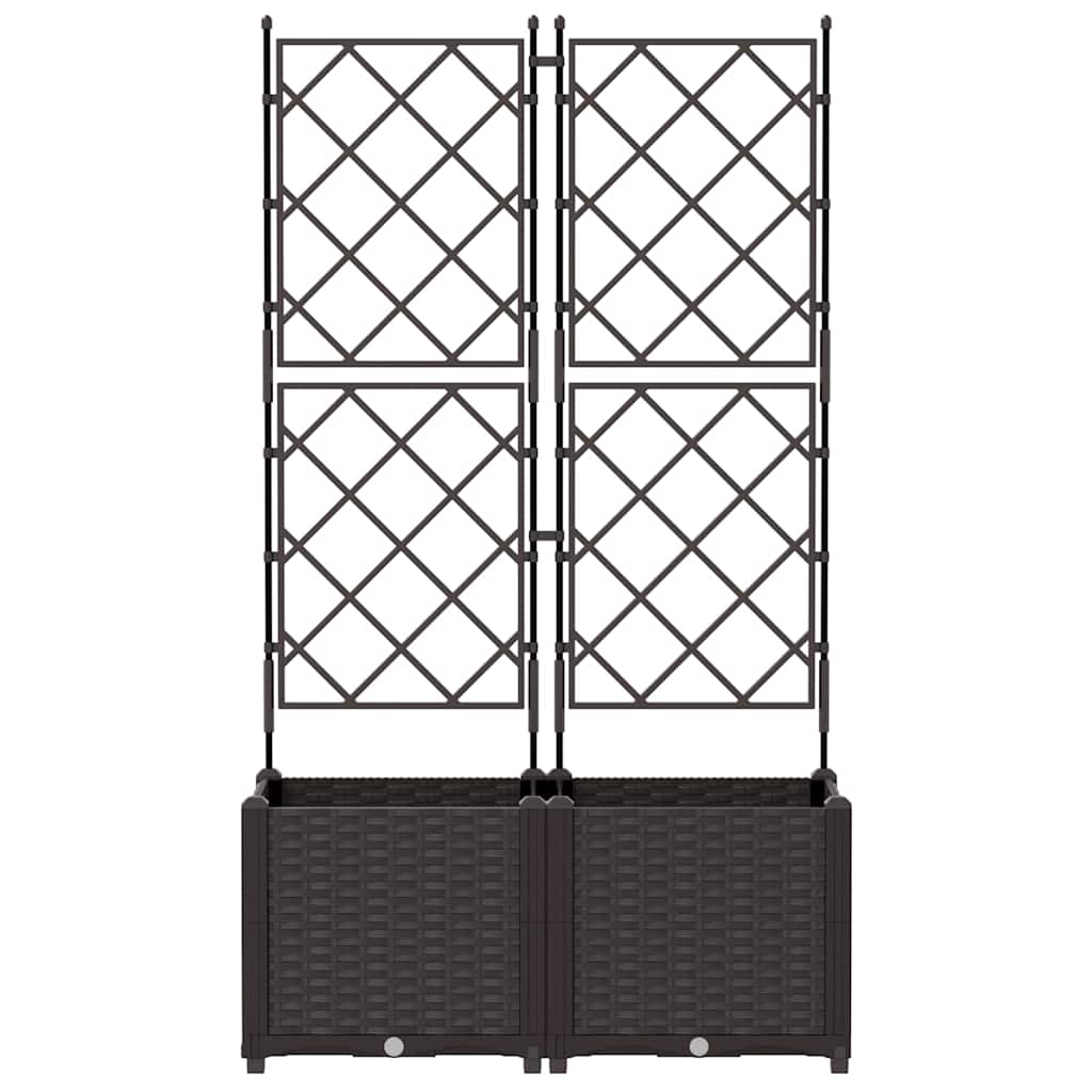Jardineira com Treliça 2 pcs Castanho 80 x 40 x 143 cm PP