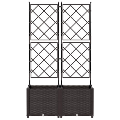 Jardineira com Treliça 2 pcs Castanho 80 x 40 x 143 cm PP