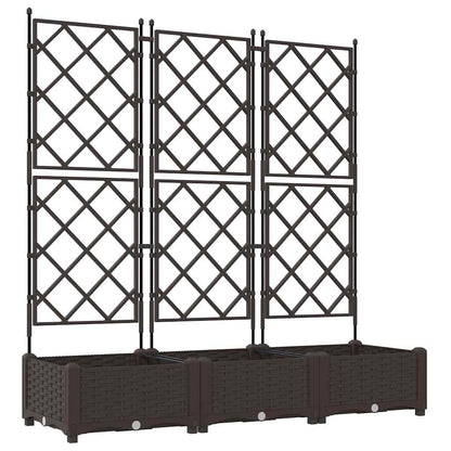 Jardineira com Treliça 3 pcs Castanho 120 x 40 x 125.5 cm PP