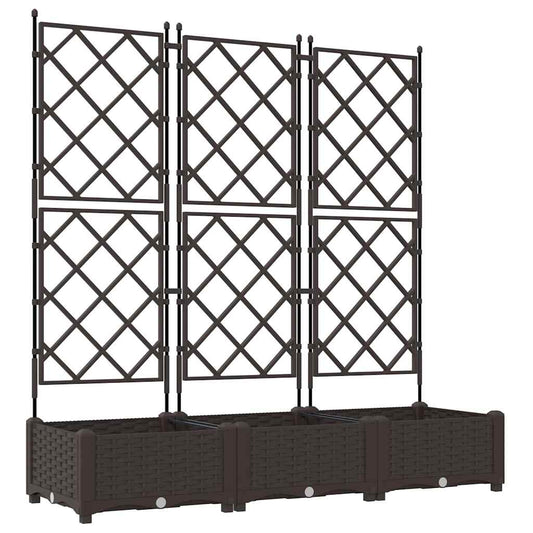 Jardineira com Treliça 3 pcs Castanho 120 x 40 x 125.5 cm PP