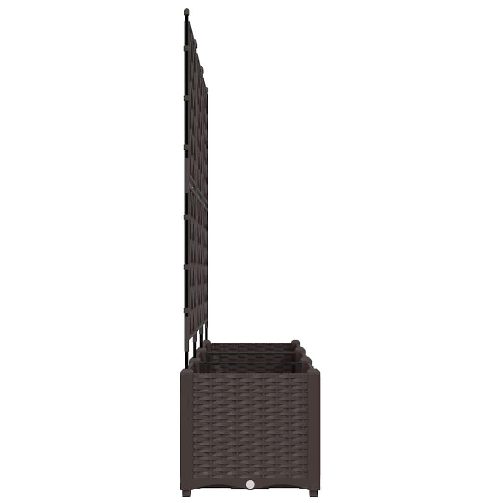 Jardineira com Treliça 3 pcs Castanho 120 x 40 x 143 cm PP