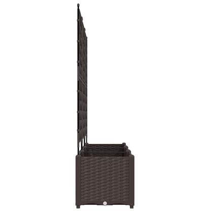 Jardineira com Treliça 3 pcs Castanho 120 x 40 x 143 cm PP
