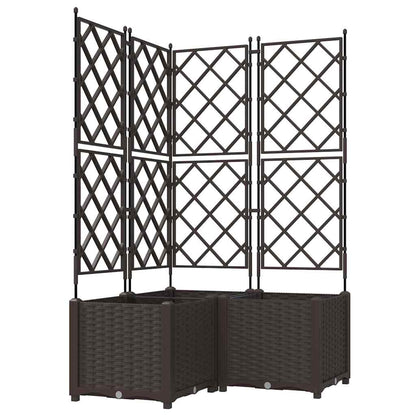Jardineira com Treliça 3 pcs Castanho 80 x 80 x 143 cm PP