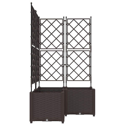 Jardineira com Treliça 3 pcs Castanho 80 x 80 x 143 cm PP