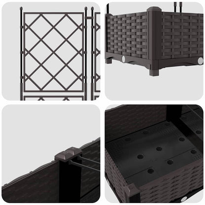 Jardineira com Treliça 5 pcs Castanho 120 x 120 x 125.5 cm PP