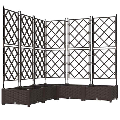 Jardineira com Treliça 5 pcs Castanho 120 x 120 x 125.5 cm PP