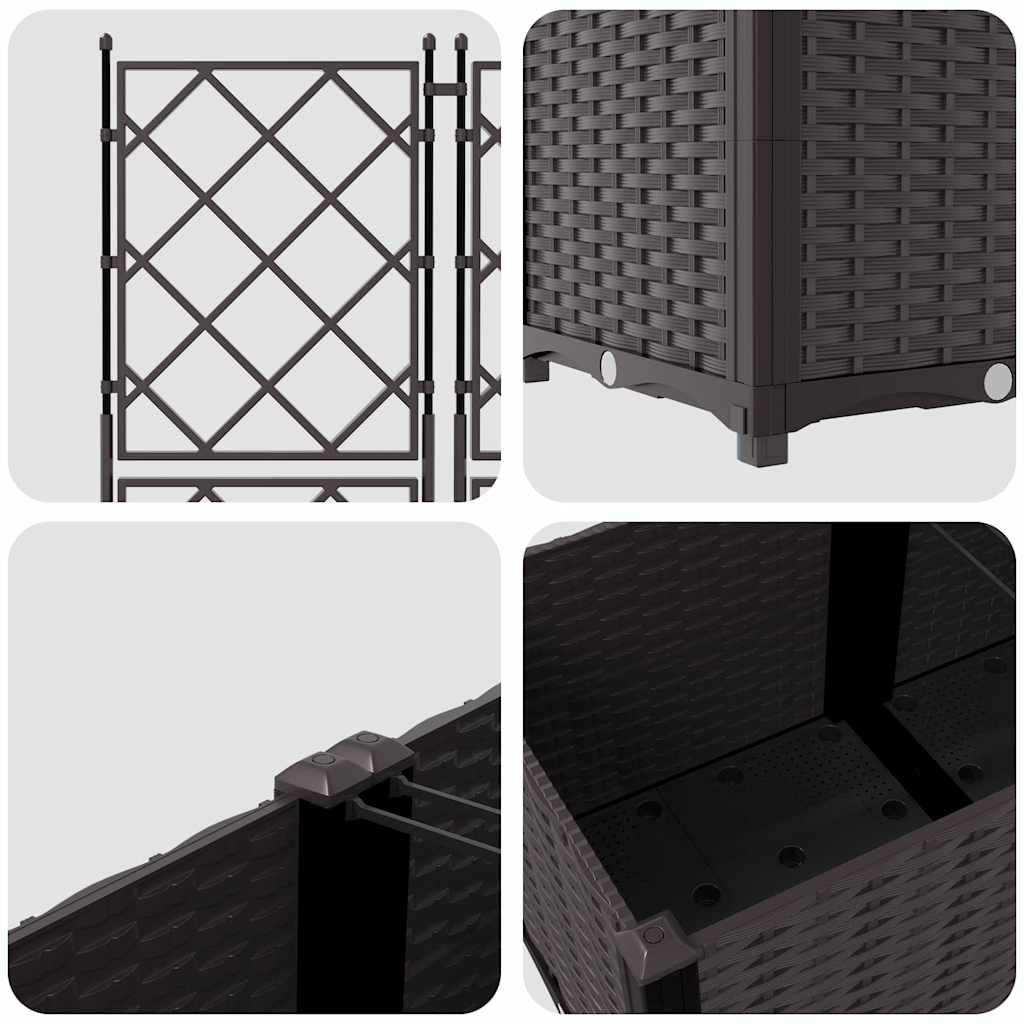 Jardineira com Treliça 5 pcs Castanho 120 x 120 x 143 cm PP