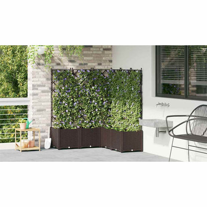 Jardineira com Treliça 5 pcs Castanho 120 x 120 x 143 cm PP