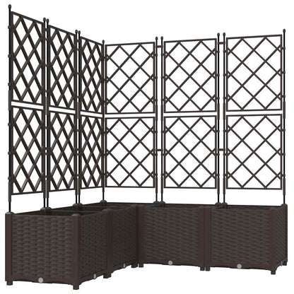 Jardineira com Treliça 5 pcs Castanho 120 x 120 x 143 cm PP