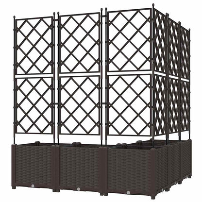 Jardineira com Treliça 5 pcs Castanho 120 x 120 x 143 cm PP