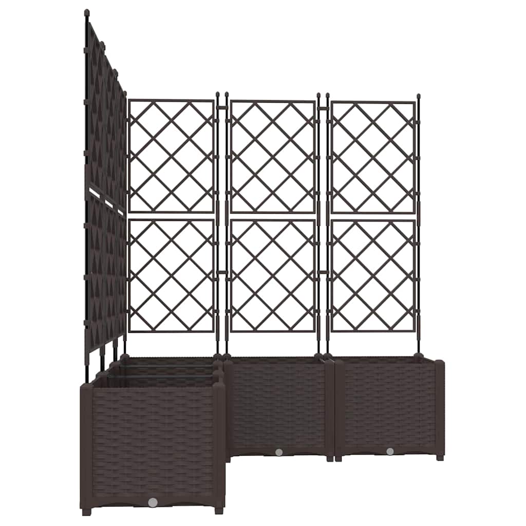 Jardineira com Treliça 5 pcs Castanho 120 x 120 x 143 cm PP