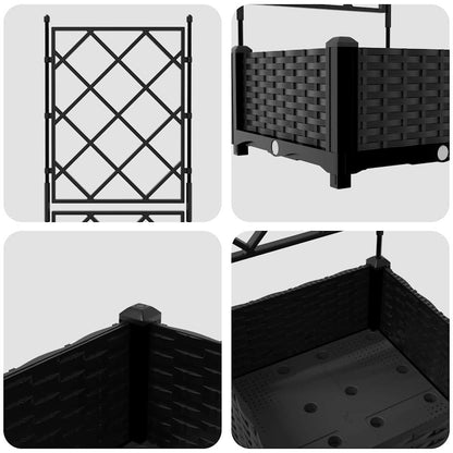 Jardineira com Treliça Preto 40 x 40 x 125.5 cm PP