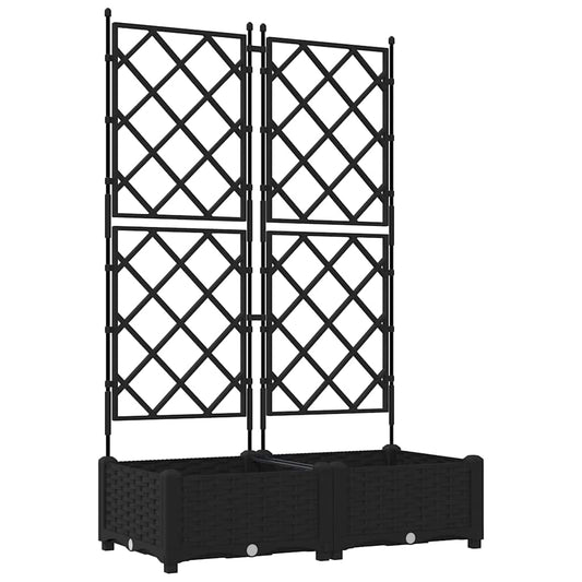 Jardineira com Treliça 2 pcs Preto 80 x 40 x 125.5 cm PP