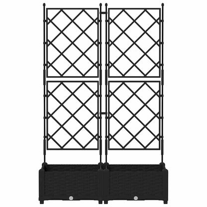 Jardineira com Treliça 2 pcs Preto 80 x 40 x 125.5 cm PP