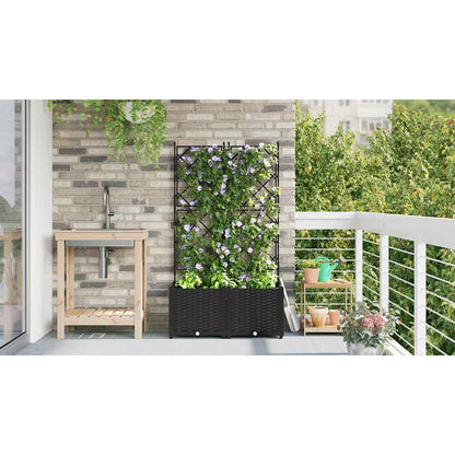Jardineira com Treliça 2 pcs Preto 80 x 40 x 143 cm PP