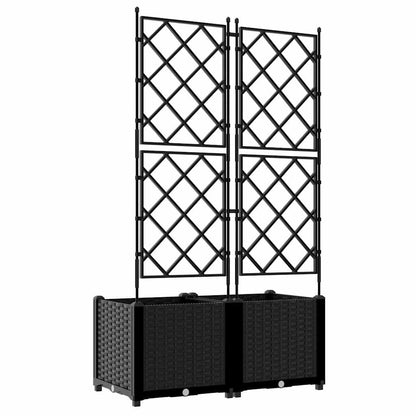 Jardineira com Treliça 2 pcs Preto 80 x 40 x 143 cm PP