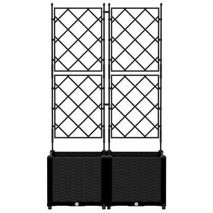 Jardineira com Treliça 2 pcs Preto 80 x 40 x 143 cm PP