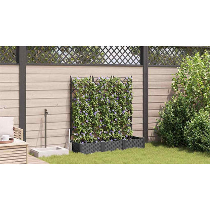 Jardineira com Treliça 3 pcs Preto 120 x 40 x 125.5 cm PP