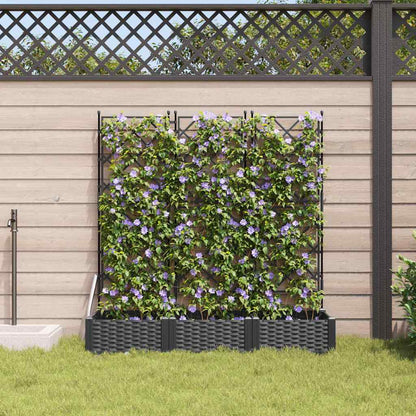 Jardineira com Treliça 3 pcs Preto 120 x 40 x 125.5 cm PP