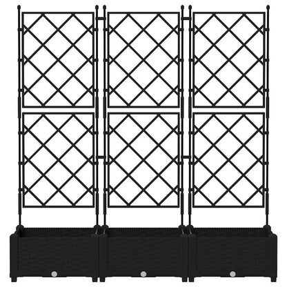 Jardineira com Treliça 3 pcs Preto 120 x 40 x 125.5 cm PP