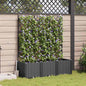 Jardineira com Treliça 3 pcs Preto 120 x 40 x 143 cm PP
