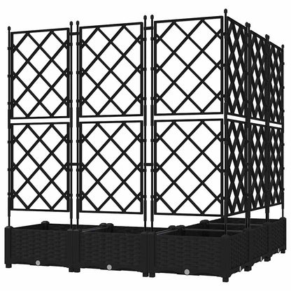 Jardineira com Treliça 5 pcs Preto 120 x 120 x 125.5 cm PP