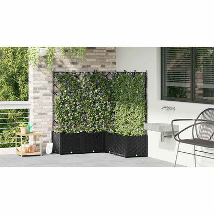 Jardineira com Treliça 5 pcs Preto 120 x 120 x 143 cm PP