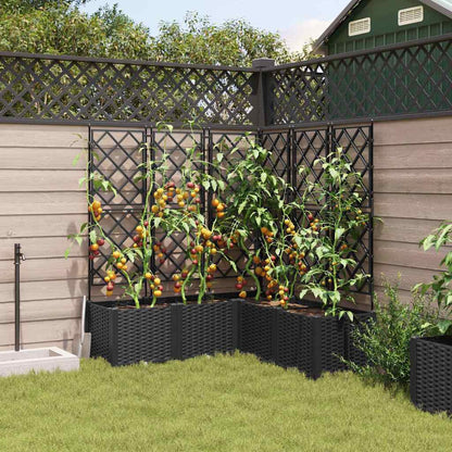 Jardineira com Treliça 5 pcs Preto 120 x 120 x 143 cm PP