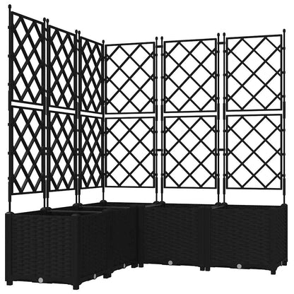 Jardineira com Treliça 5 pcs Preto 120 x 120 x 143 cm PP