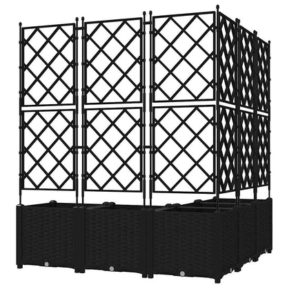 Jardineira com Treliça 5 pcs Preto 120 x 120 x 143 cm PP