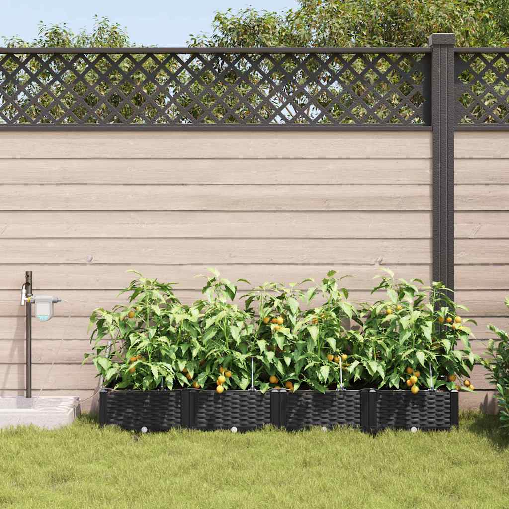Vasos de Jardim Preto 160 x 40 x 22 cm Aço
