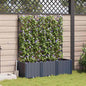 Jardineira com Treliça 3 pcs Cinzeto 120 x 40 x 143 cm PP