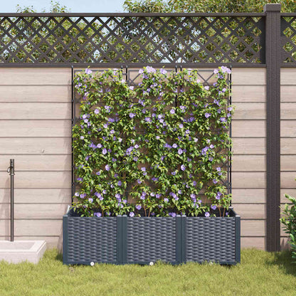 Jardineira com Treliça 3 pcs Cinzeto 120 x 40 x 143 cm PP