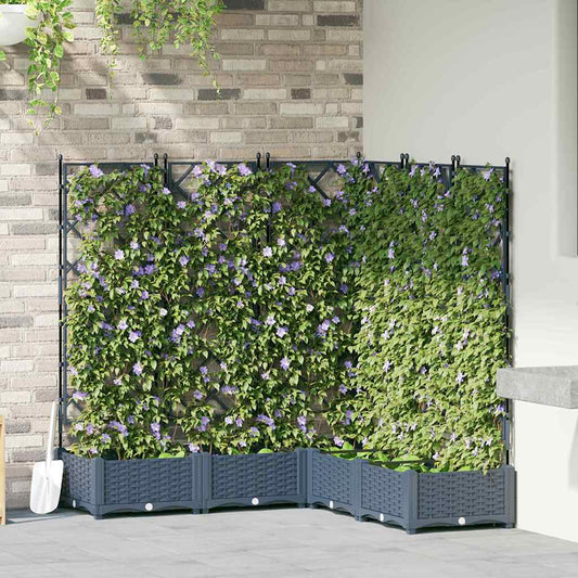 Jardineira com Treliça 5 pcs Cinzeto 120 x 120 x 125.5 cm PP