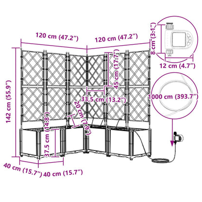 Vaso de Jardim 4 pcs Cinzeto 120 x 120 x 142 cm Aço