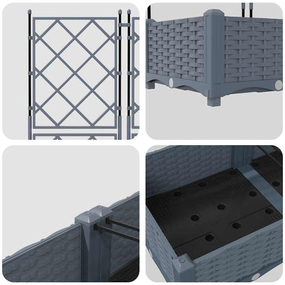 Jardineira com Treliça 2 pcs Cinzento-claro 80 x 40 x 125.5 cm