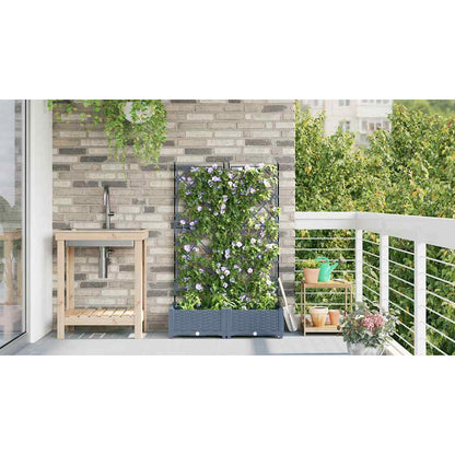 Jardineira com Treliça 2 pcs Cinzento-claro 80 x 40 x 125.5 cm
