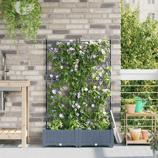 Jardineira com Treliça 2 pcs Cinzento-claro 80 x 40 x 125.5 cm