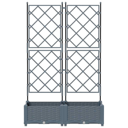 Jardineira com Treliça 2 pcs Cinzento-claro 80 x 40 x 125.5 cm