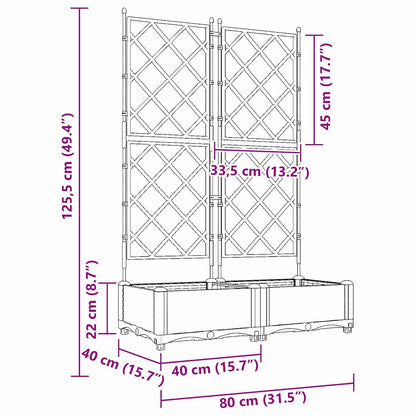 Jardineira com Treliça 2 pcs Cinzento-claro 80 x 40 x 125.5 cm