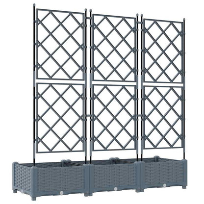 Jardineira com Treliça 3 pcs Cinzento-claro 120 x 40 x 125.5 cm