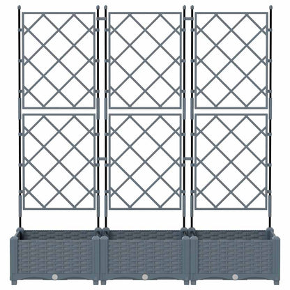 Jardineira com Treliça 3 pcs Cinzento-claro 120 x 40 x 125.5 cm