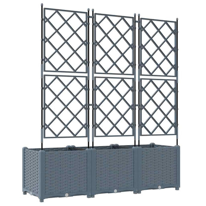 Jardineira com Treliça 3 pcs Cinzento-claro 120 x 40 x 143 cm