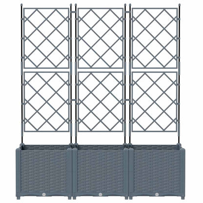Jardineira com Treliça 3 pcs Cinzento-claro 120 x 40 x 143 cm