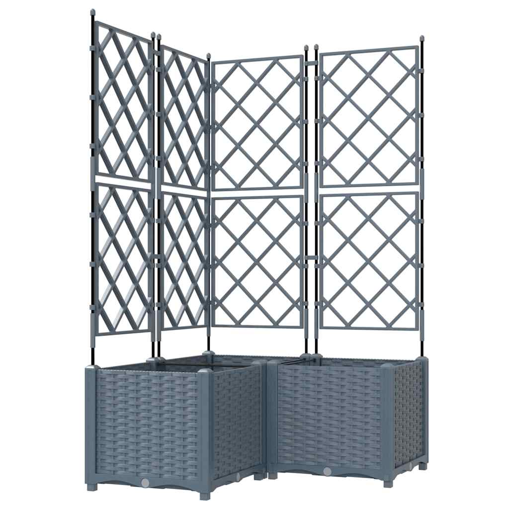 Jardineira com Treliça 3 pcs Cinzento-claro 80 x 80 x 143 cm PP
