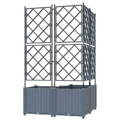 Jardineira com Treliça 3 pcs Cinzento-claro 80 x 80 x 143 cm PP