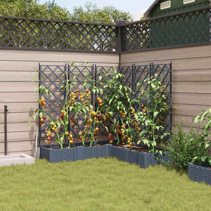 Jardineira com Treliça 5 pcs Cinzento-claro